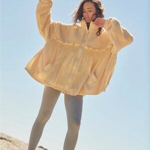NWOT Free People Ain't She Lovely Cream Boho Oversized Comfy Jacket Size Small